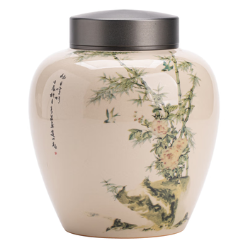苏氏陶瓷（SUSHI CERAMICS）茶叶罐竹庭雅致陶瓷储物罐大密封罐J0452