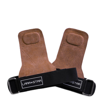 劳拉之星助力带握力带健身手套引体向上硬拉护掌男女护腕辅助棕色