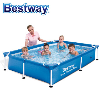 Bestway 支架游泳池 儿童家用泳池超大戏水池长方形室外充气养鱼池 221*150*43cm(无过滤泵)56401