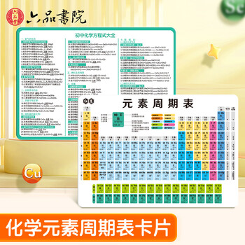 六品书院初中化学元素周期表公式卡片初三九年级数学物理英语知识点大全