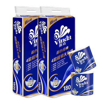 维达（Vinda） 卷纸蓝色经典4层180克10卷超韧厚实卫生纸*2提共20卷V4028