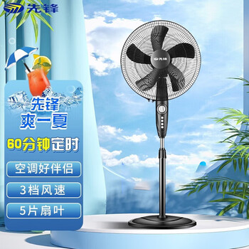 先锋家用五叶电风扇立式机械空气扇大风量摇头电扇落地扇客厅落地式风扇 FS40-16B