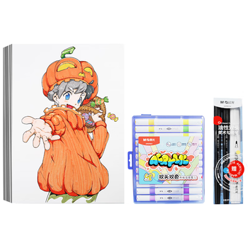 晨光M&G文具绘画65件套双头双色马克笔安全24色A450张马克纸勾线笔3支 新年开学礼物礼盒 APMT8020ZZ