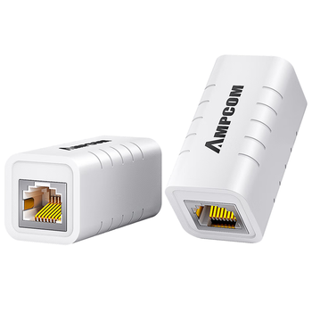 安普康（AMPCOM）千兆网线直通头防雷 CAT6六类屏蔽网络水晶头双通转接延长连接器RJ45网口对接头 白3个AMC6WHL03