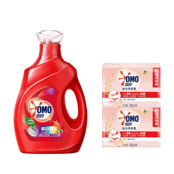 奥妙（OMO） 亮白焕彩洗衣液2KG+米萃内衣皂(4X100G)*2组