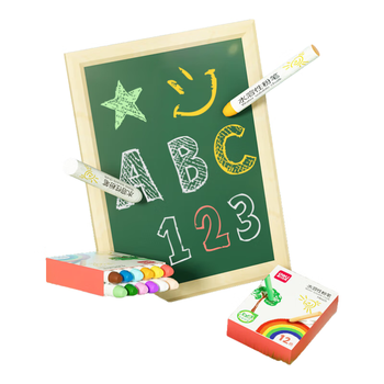 得力（deli）12支彩色水溶性粉笔无毒无粉尘粉笔环保教师教学黑板报专用绘画涂鸦可湿擦儿童幼儿教学礼物