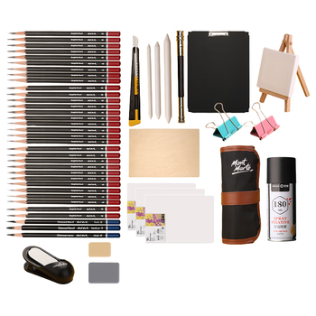 蒙玛特(Mont Marte)素描套装50件 素描铅笔绘画工具画画炭笔素描纸定画液初学者练习写生铅笔套装SX-QBTZ0007 速写 马克笔绘画