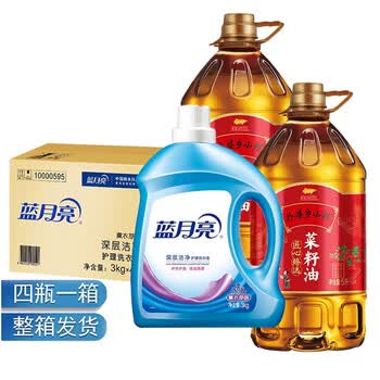 金龙鱼【洗衣液+食用油】洗衣液3kg*4瓶整箱+外婆乡小榨菜籽油5L*2瓶