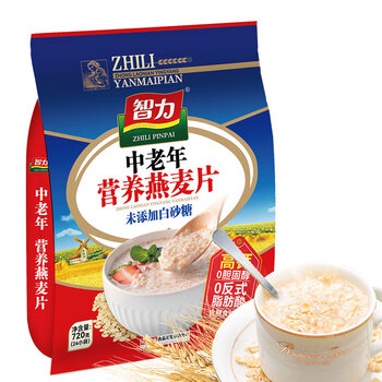 智力 中老年麦片720g无添加白砂糖营养早餐代餐即食燕麦片 热冲麦片
