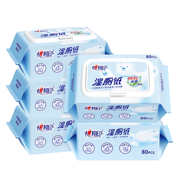 心相印【田栩宁同款】湿厕纸云熊系列80片*5包装湿巾 私处清洁 随机包装