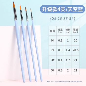 马利水彩笔美术生专用水彩颜料笔尼龙毛水粉画笔绘画勾线笔圆头初学者毛笔学生工具刷子蓝杆4支0235#