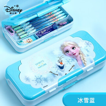 迪士尼（Disney）小学生笔盒 3层大容量文具盒 甜美多功能铅笔盒女孩幼儿园学习用品收纳 艾莎公主P88103
