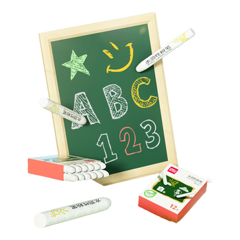 得力（deli）12支白色水溶性粉笔 儿童无毒无粉尘可水洗环保教师黑板报黑板墙可湿擦固体幼儿教学家用 