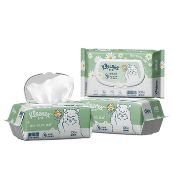 舒洁湿厕纸100抽*3包家庭装洋甘菊+芦荟精华洁厕湿巾湿纸巾厕纸