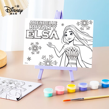 迪士尼（Disney）油画颜料DIY手工涂色套装动漫卡通装饰画油画框含画架开学礼物儿童伴手礼 冰雪奇缘 女孩生日礼物