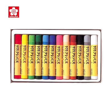 【全网低价】樱花(SAKURA)油画棒蜡笔 粗支款12色套装 儿童安全绘画画笔美术彩绘工具软性油性粉彩棒玩具礼物美术写生
