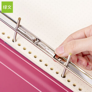 绿文A4黑色单弹簧夹+插页袋活页文件夹两孔打孔文件夹 单蛇夹塑料打孔夹收纳夹 档案夹发票据夹 单个装
