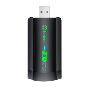 毕亚兹 USB无线网卡免驱版 1300M千兆5G双频 笔记本台式机电脑外置 随身wifi接收发射器双天线穿墙高增益