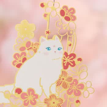 奉旨故宫文创 宫猫花影-十二花神故宫猫书签 黄铜金属创意 学生生日毕业礼物  十二月梅花单支装