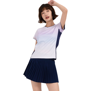 川崎（KAWASAKI）羽毛球服女款专业运动短袖圆领速干T恤B2977 微葡萄紫 L