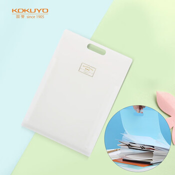 国誉(KOKUYO)A4手提式风琴包淡彩曲奇学生竖款资料册文件夹 5层6袋 透明1个 WSG-DFC65T