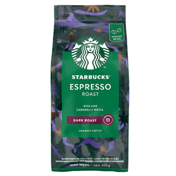 星巴克（Starbucks）意式浓缩咖啡豆200g 深烘100%阿拉比卡豆手冲黑咖啡 油脂丰富