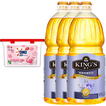 奥妙（OMO）樱花【洗衣凝珠400G50颗】实惠组合+特级亚麻籽油 压榨 1.5L x3瓶