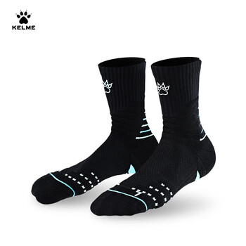卡尔美（KELME）成人篮球袜训练比赛加厚包裹透气耐磨防滑中筒袜子 黑色 L(39-44)