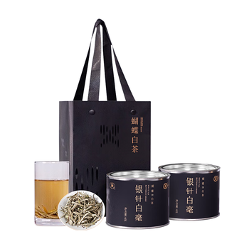 中茶蝴蝶白茶白毫银针特级首春单芽银针白毫散茶茶叶60g*2罐 送礼袋