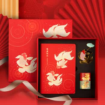奉旨故宫文创 观鱼知乐手账本笔记本礼盒套装1套 书签胶带本子  学生生日礼物学生毕业礼物