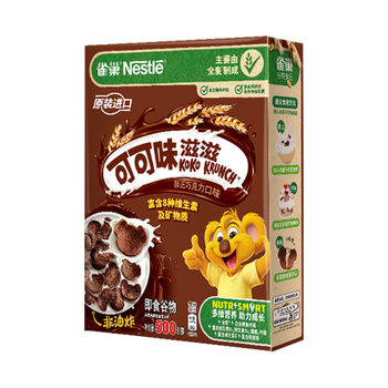 雀巢（Nestle）进口儿童零食可可味滋滋即食谷物500g早餐麦片代餐全谷物非油炸