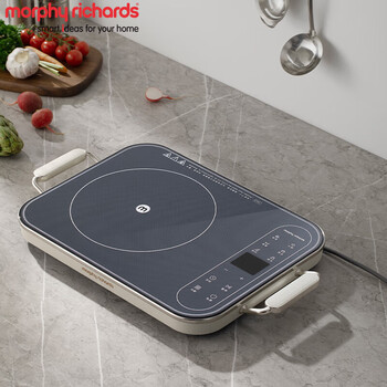 摩飞电器（Morphyrichards）电磁炉 家用大功率火锅炒菜一体IH变频多功能大面板电磁炉 MR8900椰奶白