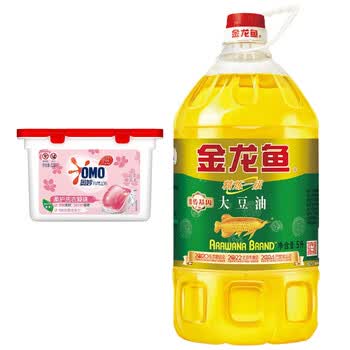 奥妙（OMO）樱花【洗衣凝珠400G50颗】实惠+精炼一级大豆油5L 非转基因