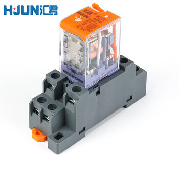 汇君 中间电磁继电器直流12v24v交流220v继电器带底座8脚14脚 大脚8脚继电器带扳手 DC12V 带底座