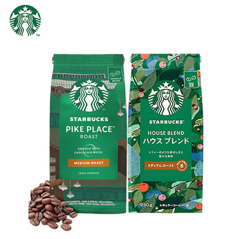 星巴克烘焙咖啡豆 阿拉比卡 中烘美式黑咖啡组合450g 特选+派克市场