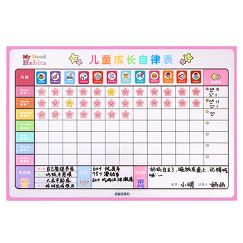 得力（deli）60*40cm成长自律表 学生幼儿园奖励贴纸积分好习惯养成记录课程表学习每日打卡生日礼物男女孩粉