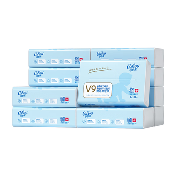 可心柔（COROU） 抽纸 婴儿柔纸巾 3层柔润M码120抽*12包 保湿纸巾 餐巾纸 云柔巾