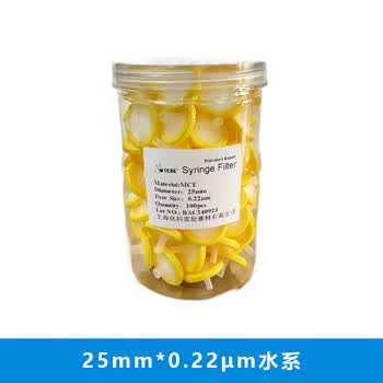 化科 针式过滤器水系有机系一次性微孔滤头PTFE过滤膜 水系（25mm*0.22um） 100个/盒
