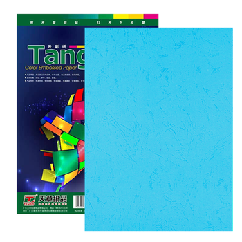 天章 （TANGO）A4平面皮纹纸 封面纸 云彩纸 封皮纸 彩色卡纸标书封面 硬厚手工卡纸 湖蓝色150g 100张 包