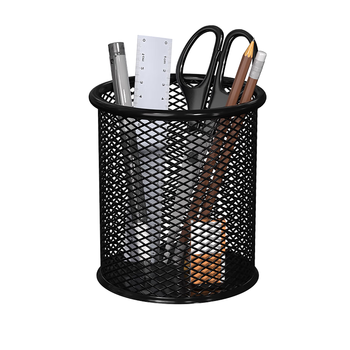 西玛（SIMAA）【超级爆品】圆形笔筒网纹防锈办公金属 创意简约桌面收纳 黑色8136