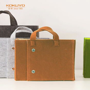 国誉（KOKUYO）学生办公文具收纳包墙墙包便携可折叠款棕灰中号WSG-BGM01S