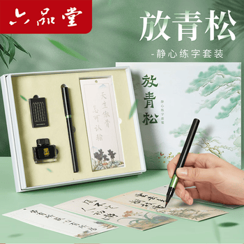 六品堂 文房钢笔式毛笔套装练字狼毫小楷软笔书法自带墨水软头瘦金体初学入门秀丽笔便携吸墨
