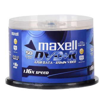 麦克赛尔（Maxell）DVD+R光盘 刻录盘 光碟 空白光盘 16速4.7G 办公系列 台产商务金盘桶装50片