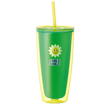 乐扣乐扣（LOCK&LOCK）巨无霸吸管儿童水杯塑料办公室双层冷饮杯HAP516G_750ml