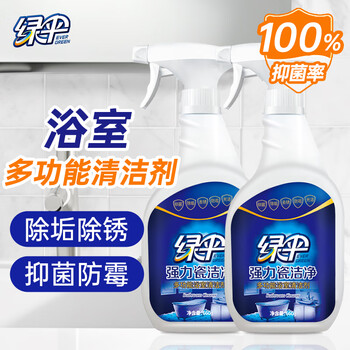 绿伞强力瓷洁净 多功能浴室清洁剂 除垢除锈 抑菌防霉 660g*2瓶 