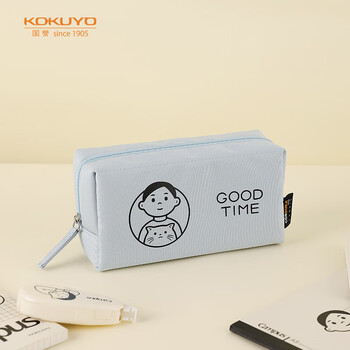 国誉(KOKUYO)Noritake联名笔袋学生文具收纳盒铅笔盒大容量 淡蓝 1个 WSG-PC2X222LB