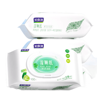 妇炎洁湿厕纸积雪草100抽*4家庭装私处湿纸巾擦屁股抑菌男女通用
