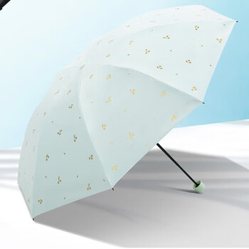 天堂伞 防紫外线晴雨伞三折 便携黑胶遮阳太阳伞晴雨两用 粉绿