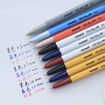 慕那美（monami）进口bic六角刷题圆珠笔1.0mm按动中油笔签字笔复古原子笔书写顺滑01069 黑蓝红3支装
