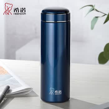希诺（heenoor）保温杯500mL大容量304不锈钢水杯车载便携泡茶杯子XN-5803玄青